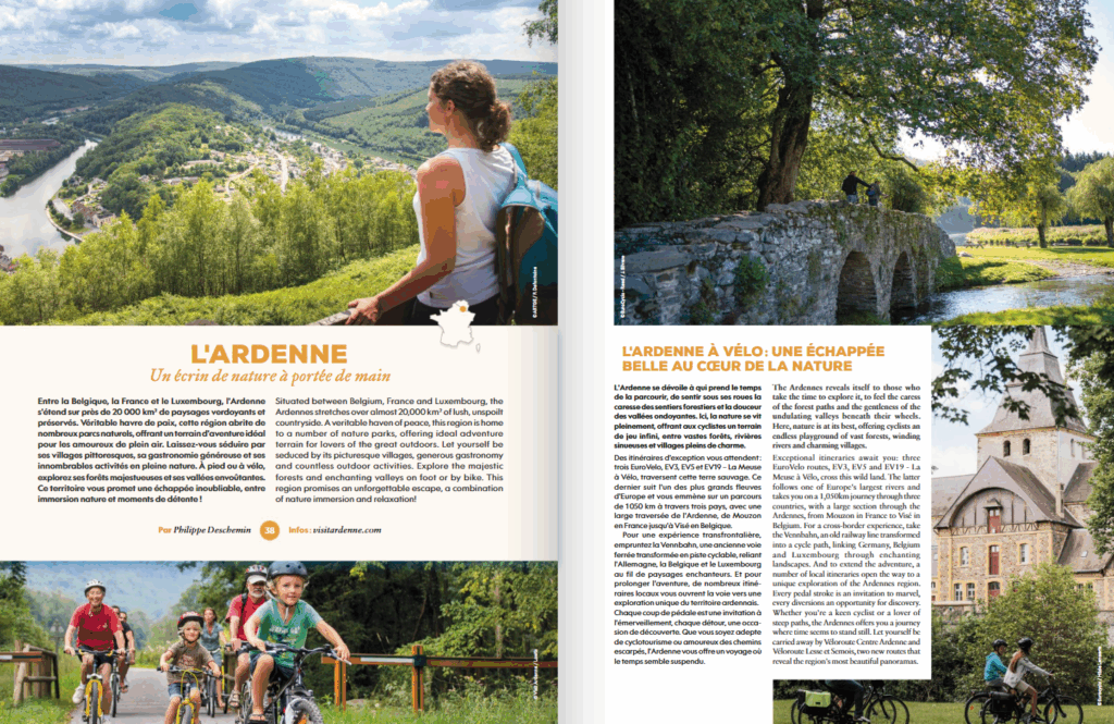Capture d'écran de l'article dans Hello New Place sur le vélo en Ardenne.