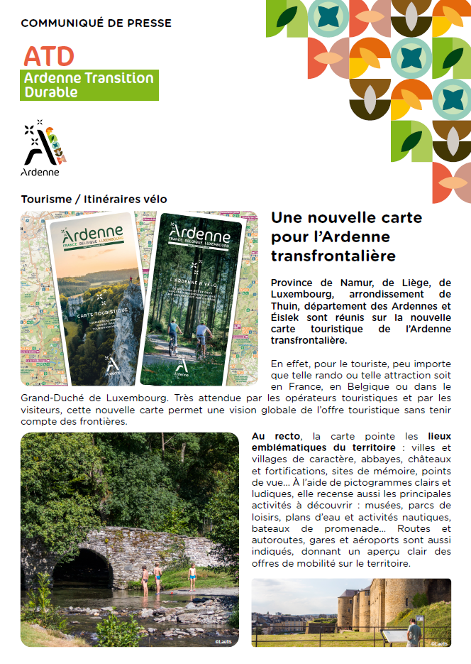 Visuel du communiqué de presse "lancement de carte Ardenne".